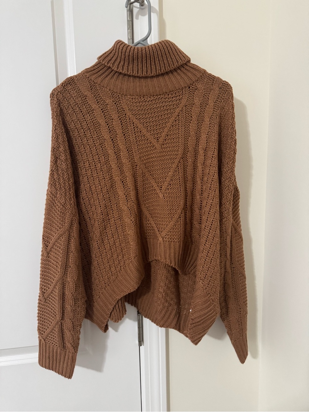 Cozy Cable Knit Turtle Neck Sweater - Brown